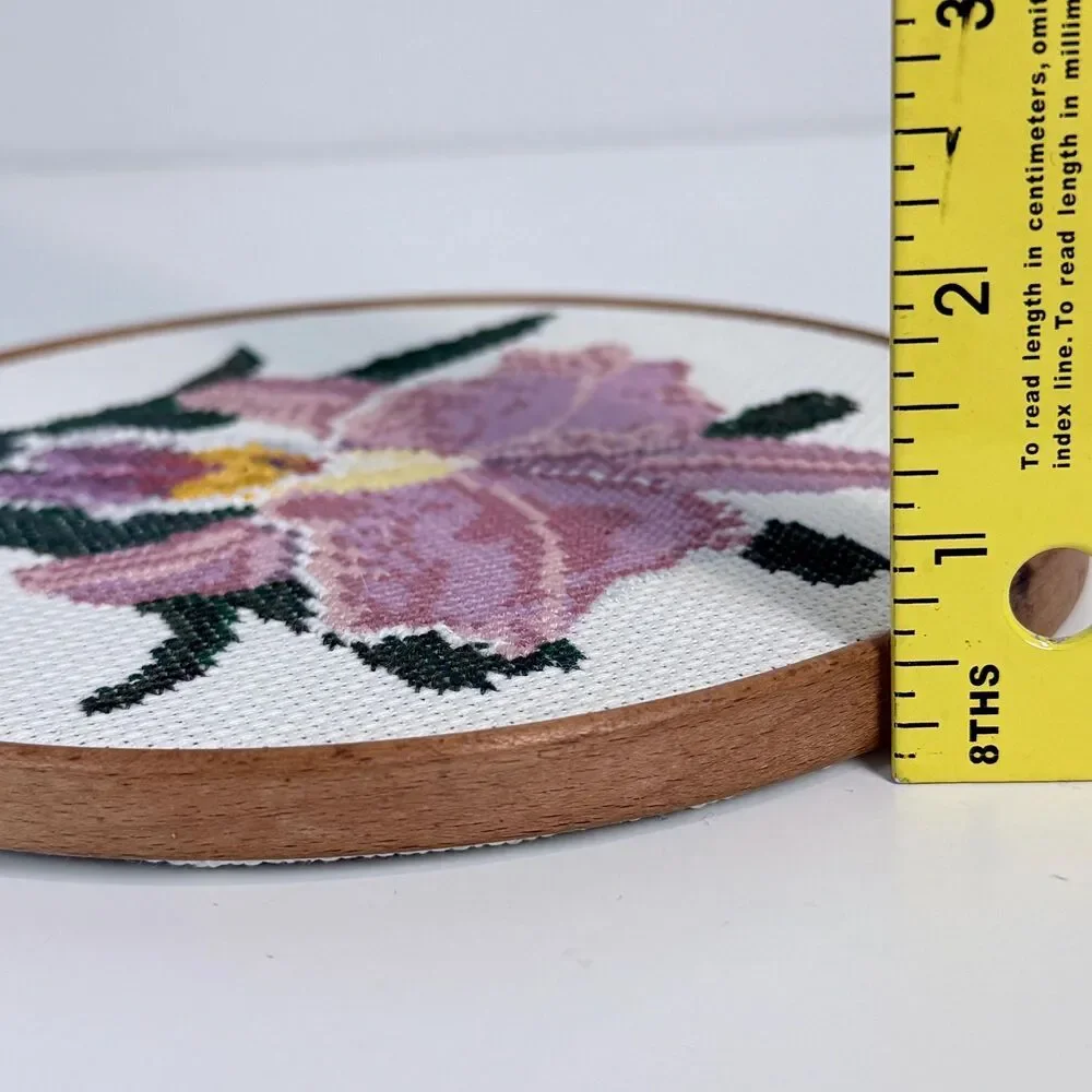 Handmade Cross-Stitch 7” Hoop: Modern Iris